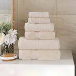 Chevron Zero Twist Solid and Jacquard Soft Cotton 6 Piece Towel Set - Towel Set by Superior