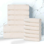 Honeycomb Textured Waffle Border Cotton 12 Piece Towel Set - Towel Set by Superior