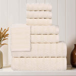 Zuma Zero Twist Cotton Medium Weight Waffle Stripes 8 Piece Towel Set - Towel Set by Superior