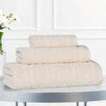 Mika Smart Twist Cotton Solid Textured Ribbed 3 Piece Towel Set - Towel Set by Superior