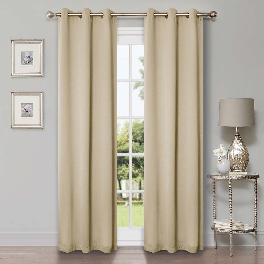 Solid Machine Washable Room Darkening Blackout Curtain 42 Inches - Ivory