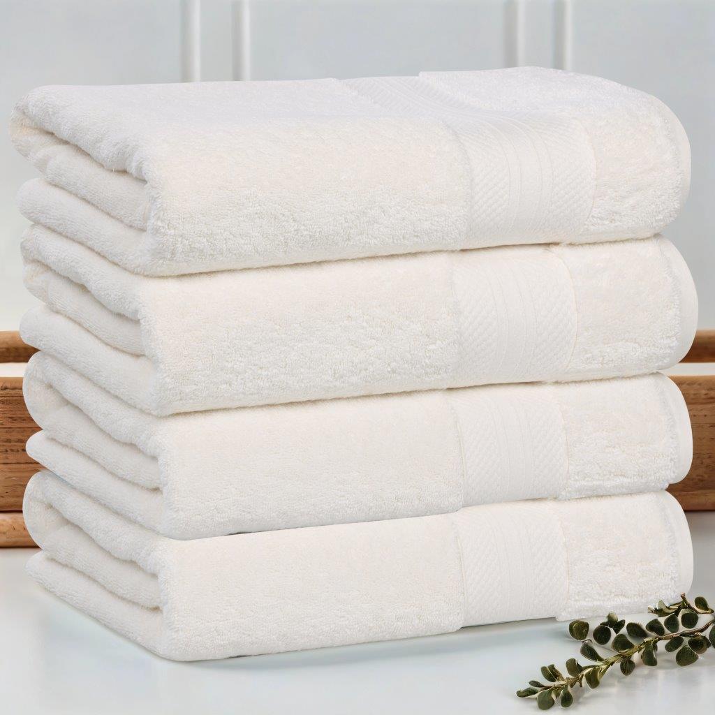 Aria Turkish Cotton Heavyweight Solid Absorbent Bath Towel Set of 4