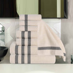 Brea Zero Twist Cotton Ribbed Geometric Border 8 Piece Towel Set - Towel Set by Superior