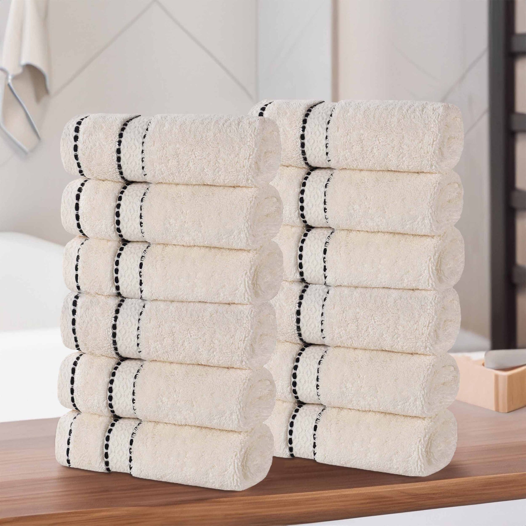 Niles Egyptian Giza Cotton Absorbent Face Towel Washcloth Set of 12