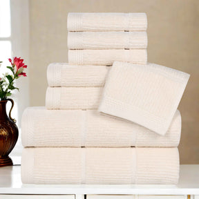 Milo Smart Twist Cotton Medium Weight Solid Ribbed 8 Piece Towel Set