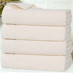 Honeycomb Textured Waffle Border Cotton Bath Towels, Set of 4 - Bath Towel by Superior