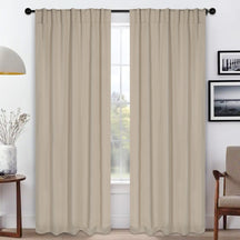 Solid Room Darkening Blackout Curtain Panels, Back Tabs, Set of 2 - Ivory