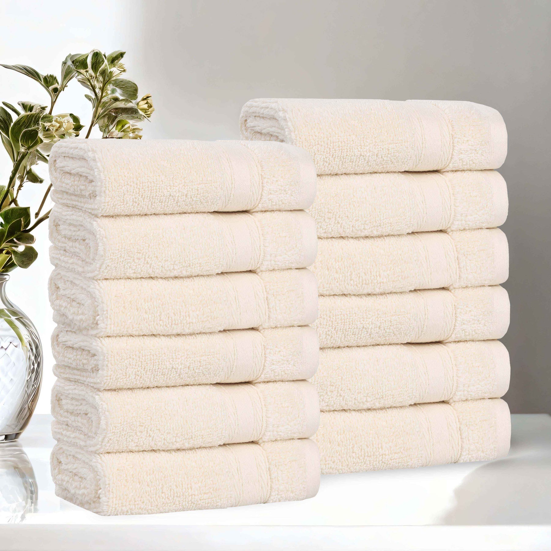 Belmont Zero Twist Cotton Medium Weight Face Towels, Set of 12