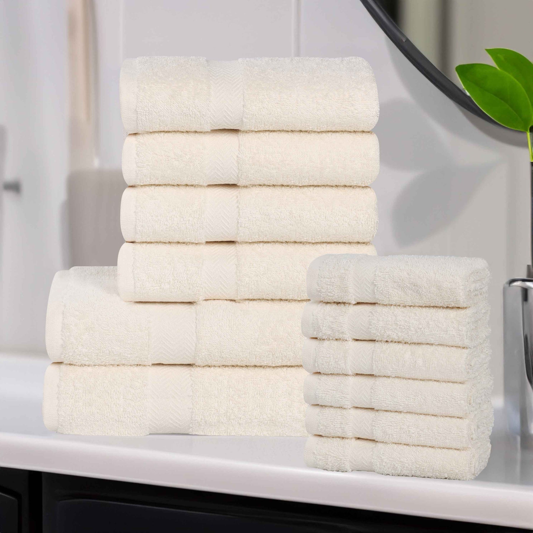 Eco-Friendly Cotton Absorbent Assorted 12 Piece Towel Set