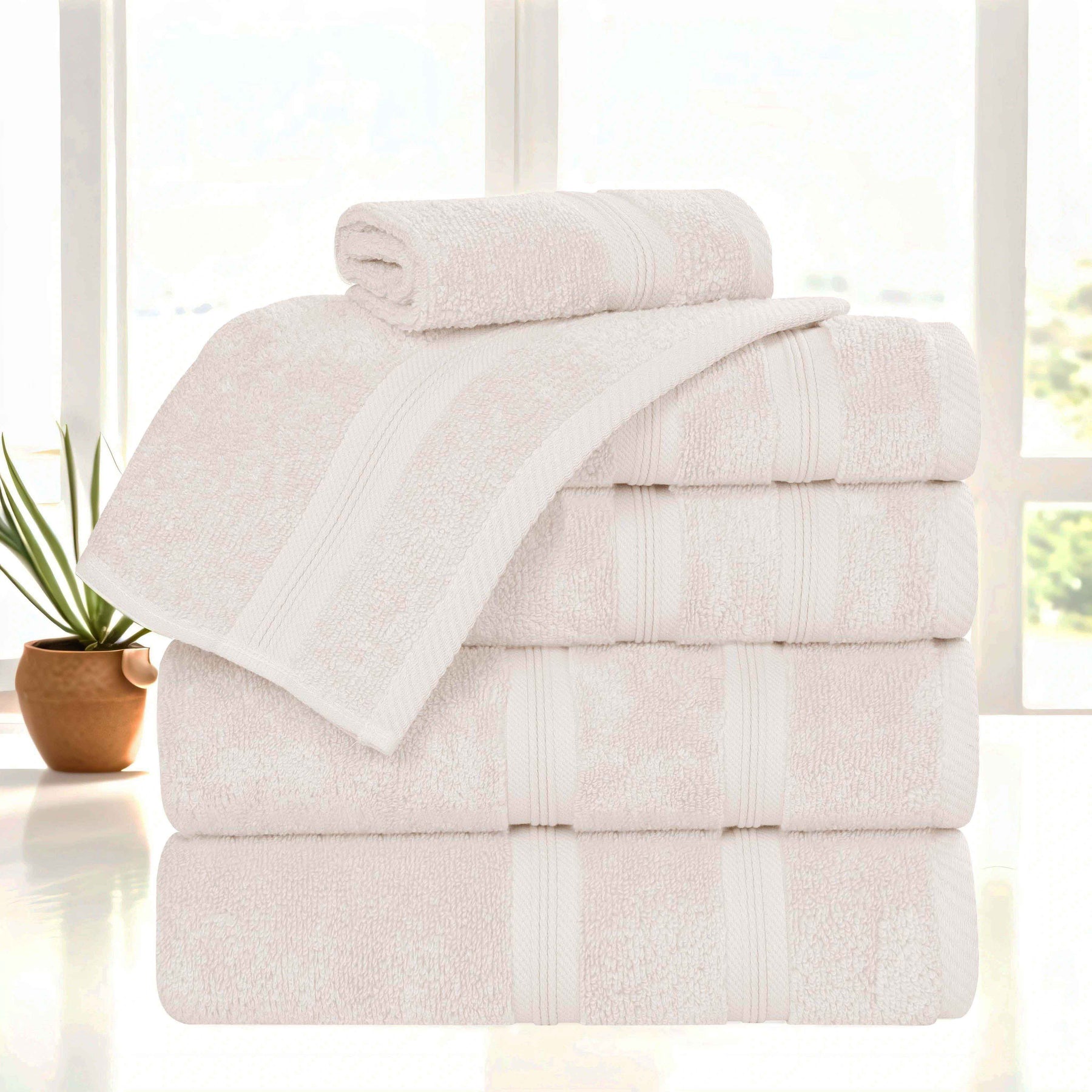 Smart Dry Zero Twist Cotton Medium Weight 6 Piece Assorted Towel Set