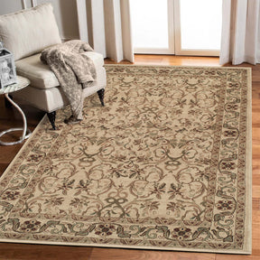 Heritage Traditional Floral Scroll Indoor Runner or Area Rug - Ivory