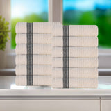 Brea Zero Twist Cotton Ribbed Geometric Border Face Towel Set of 12 - Face Towel by Superior