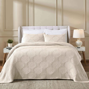 Tanta Cotton Medium Weight Textured Modern Circles Woven Coverlet