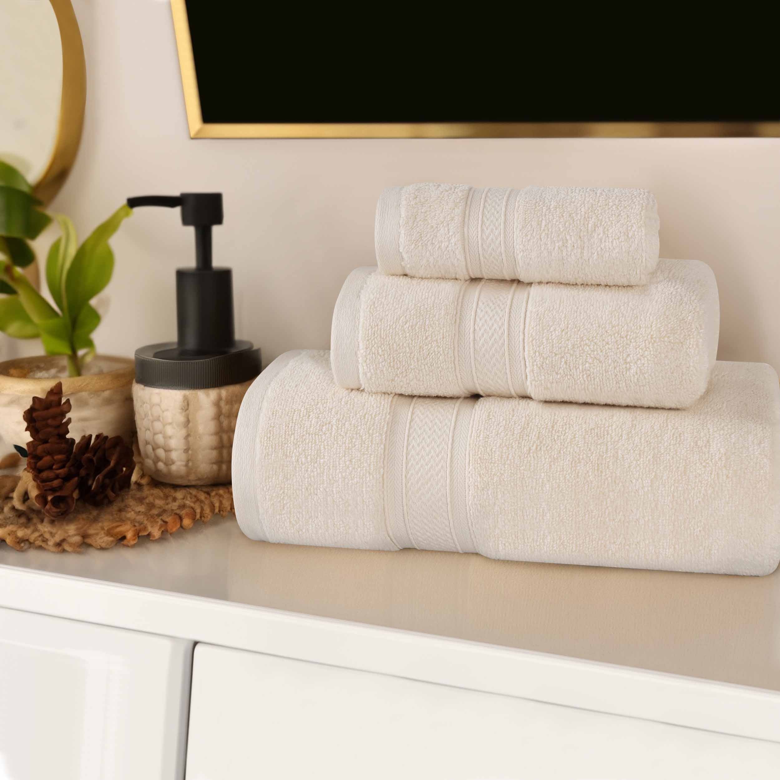 Chevron Zero Twist Solid Soft Absorbent Cotton 3 Piece Towel Set - Towel Set by Superior