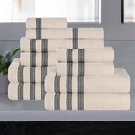 Brea Zero Twist Cotton Ribbed Geometric Border 12 Piece Towel Set - Towel Set by Superior