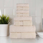 Chevron Zero Twist Solid and Jacquard Cotton 8 Piece Towel Set - Towel Set by Superior