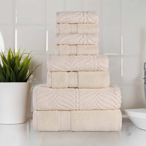 Chevron Zero Twist Solid and Jacquard Cotton 8 Piece Towel Set