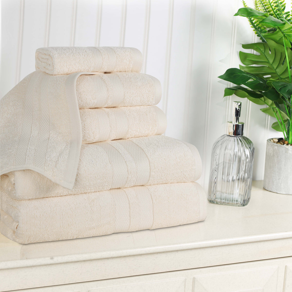 Ultra Soft Cotton Absorbent Solid Assorted 6 Piece Towel Set