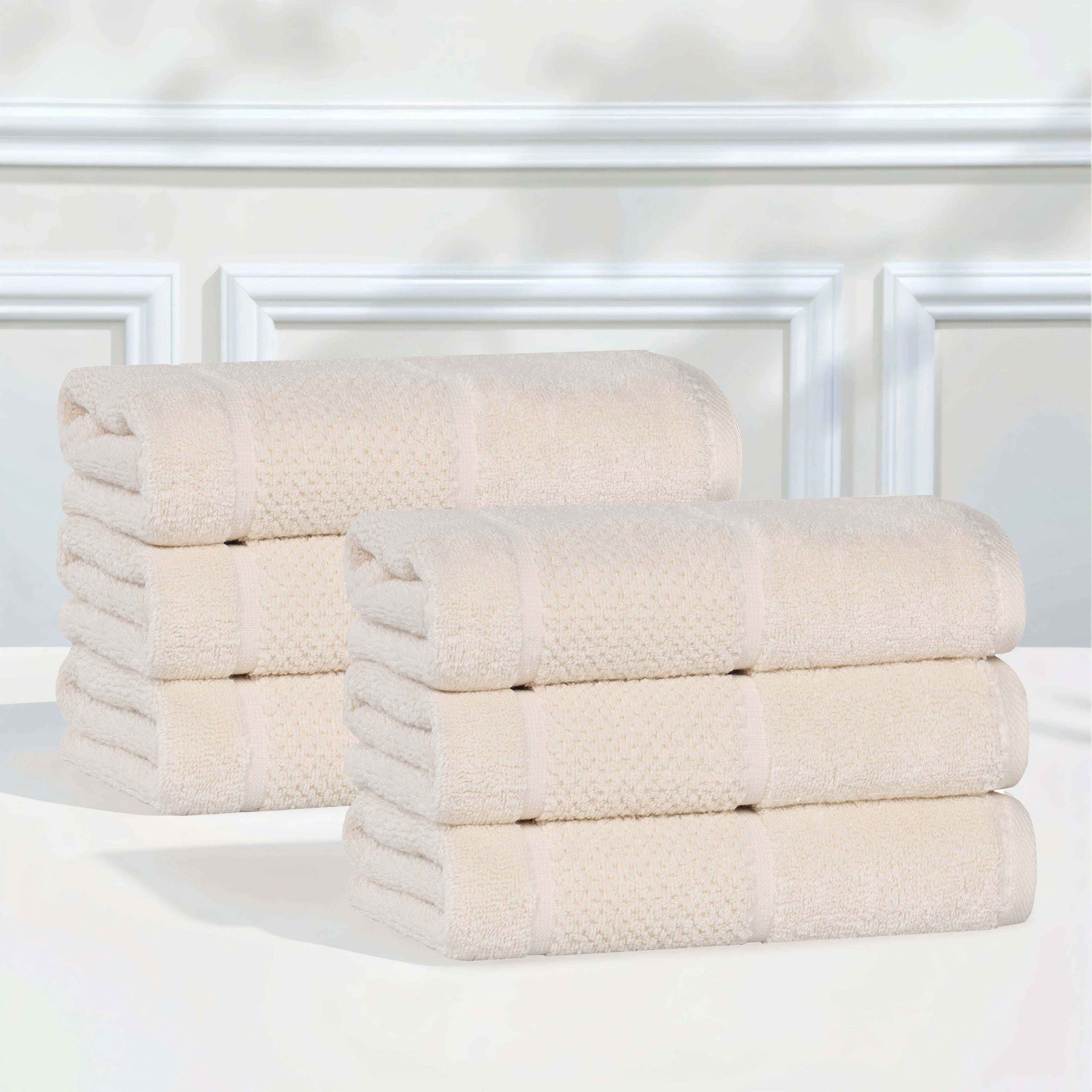 Mile Smart Twist Cotton Medium Weight Solid Hand Towels, Set of 6