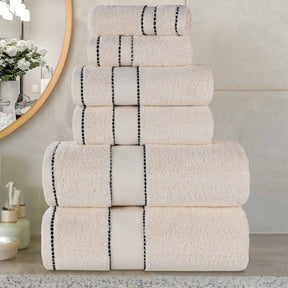 Niles Egyptian Giza Cotton Plush Heavyweight Soft 6 Piece Towel Set - Ivory