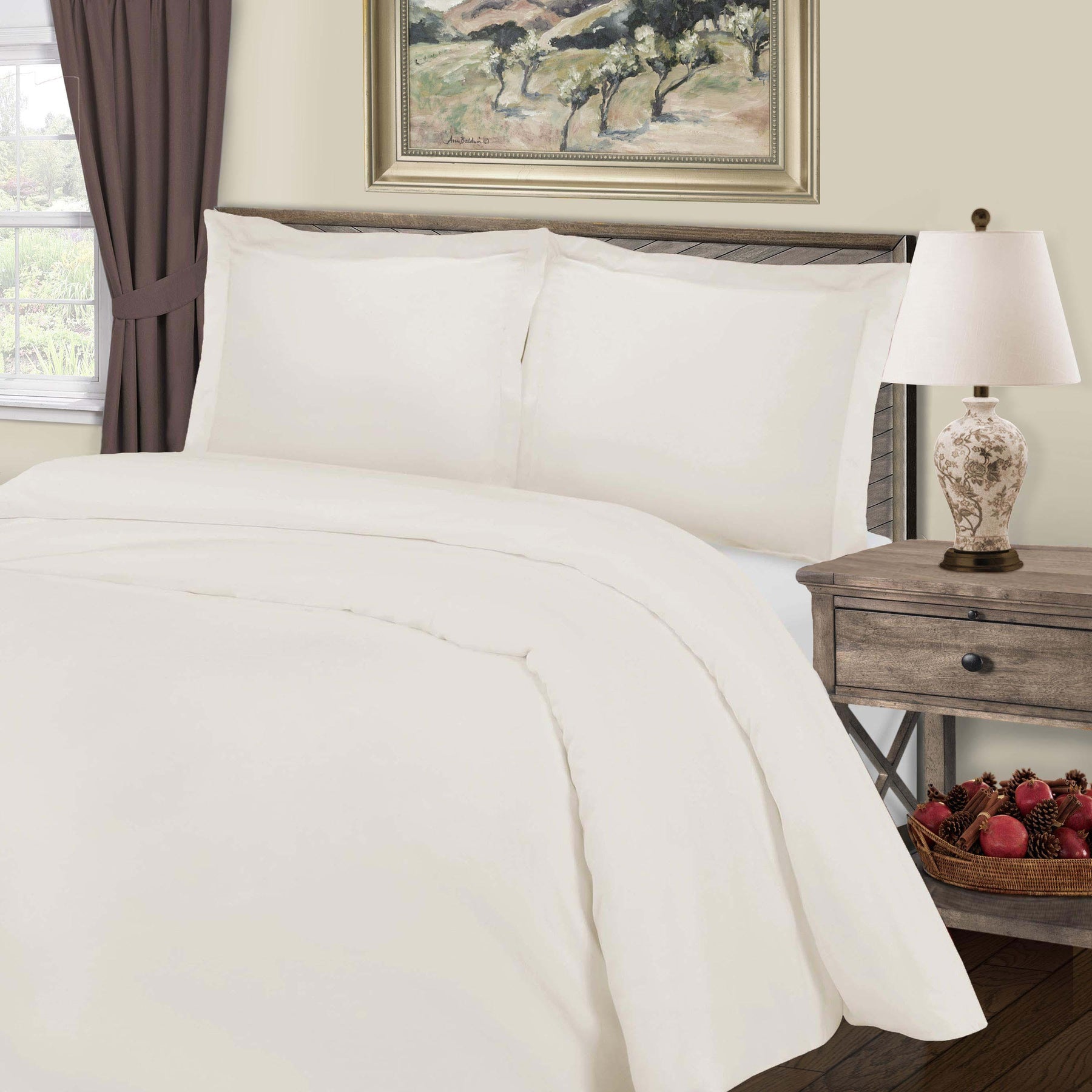 Cotton Blend 800 Thread Count Solid Duvet Cover Set - Ivory