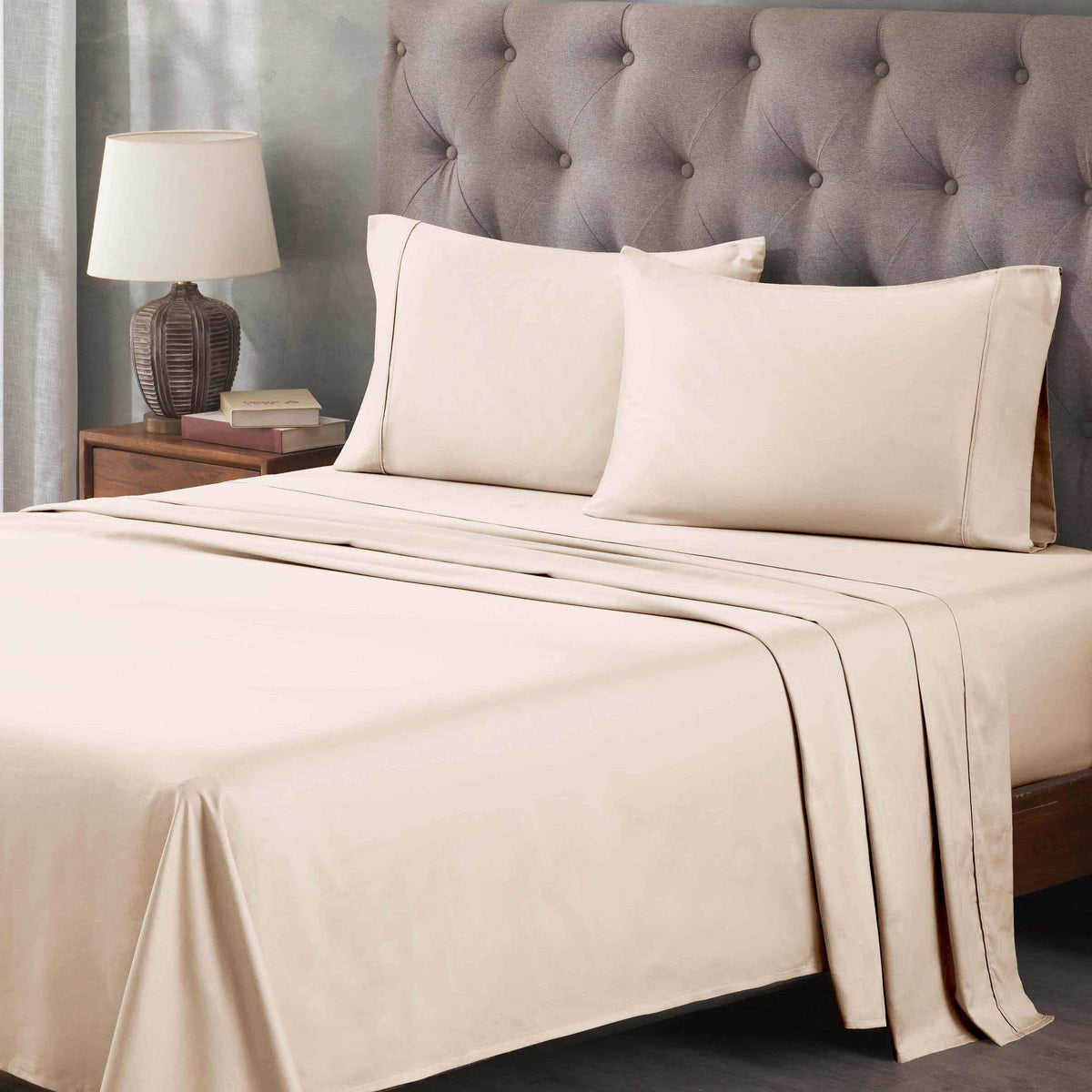 Egyptian Cotton 400 Thread Count Solid Deep Pocket Bed Sheet Set - Ivory