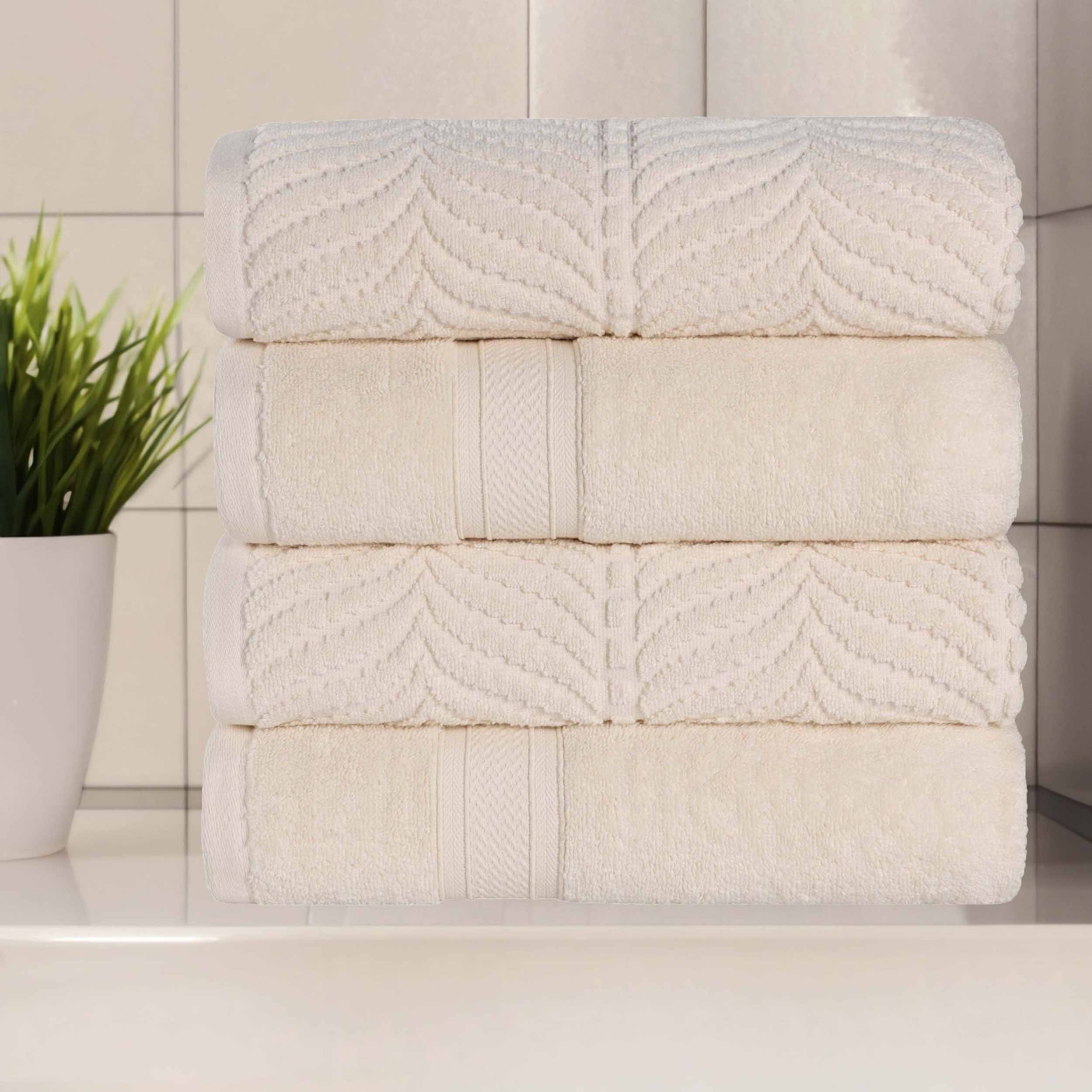 Chevron Zero Twist Solid and Jacquard Soft Cotton Hand Towel Set of 6 - Hand Towel by Superior