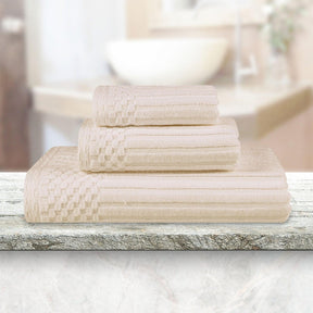 Soho Ribbed Cotton Absorbent 3 Piece Assorted Towel Set - Towel Set by Superior - Superior 