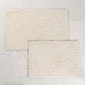 Brou Diamond Lattice Textured Machine Washable Bath Rugs, Set of 2