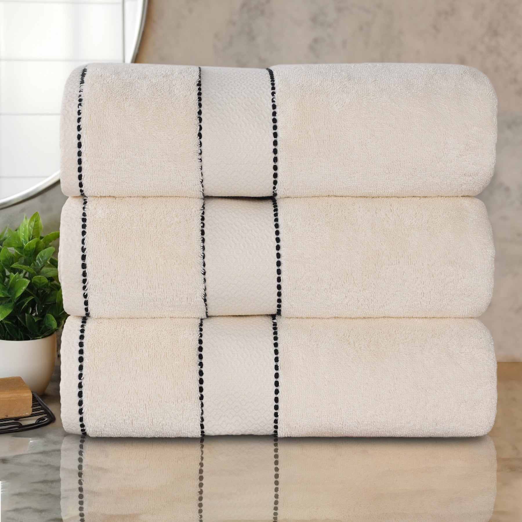 Niles Egyptian Giza Cotton Plush Thick Absorbent Bath Towel Set of 3