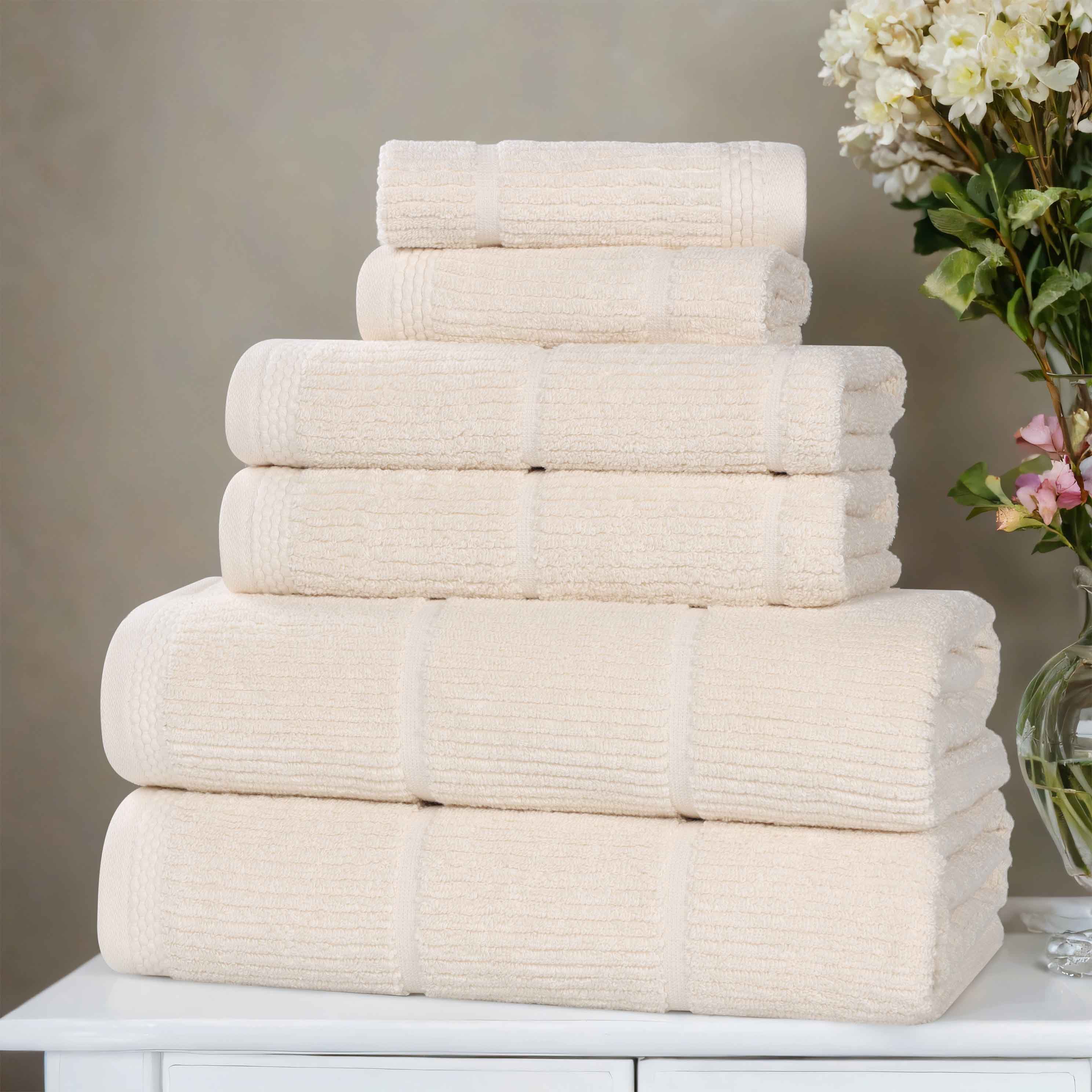 Milo Smart Twist Cotton Medium Weight Solid Ribbed 6 Piece Towel Set - Towel Set by Superior