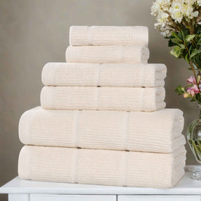 Milo Smart Twist Cotton Medium Weight Solid Ribbed 6 Piece Towel Set