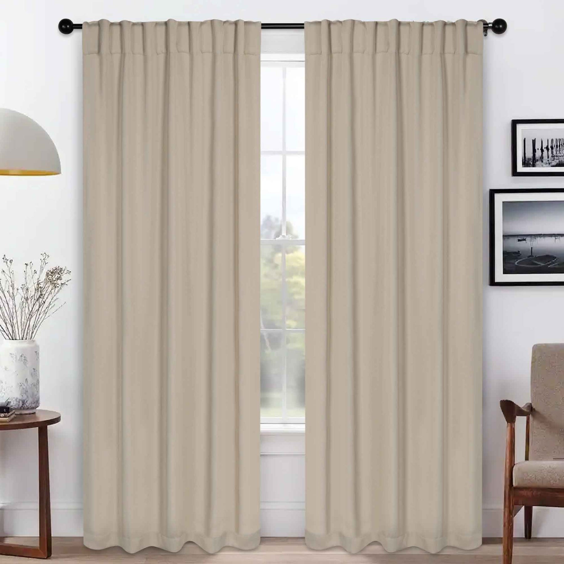 Solid Room Darkening Blackout Curtain Panels, Back Tabs, Set of 2