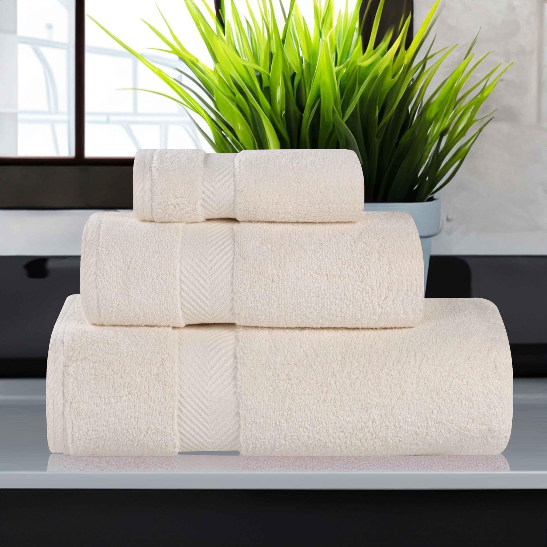 Zero-Twist Smart-Dry Combed Cotton 3 Piece Towel Set - Towel Set by Superior - Superior 