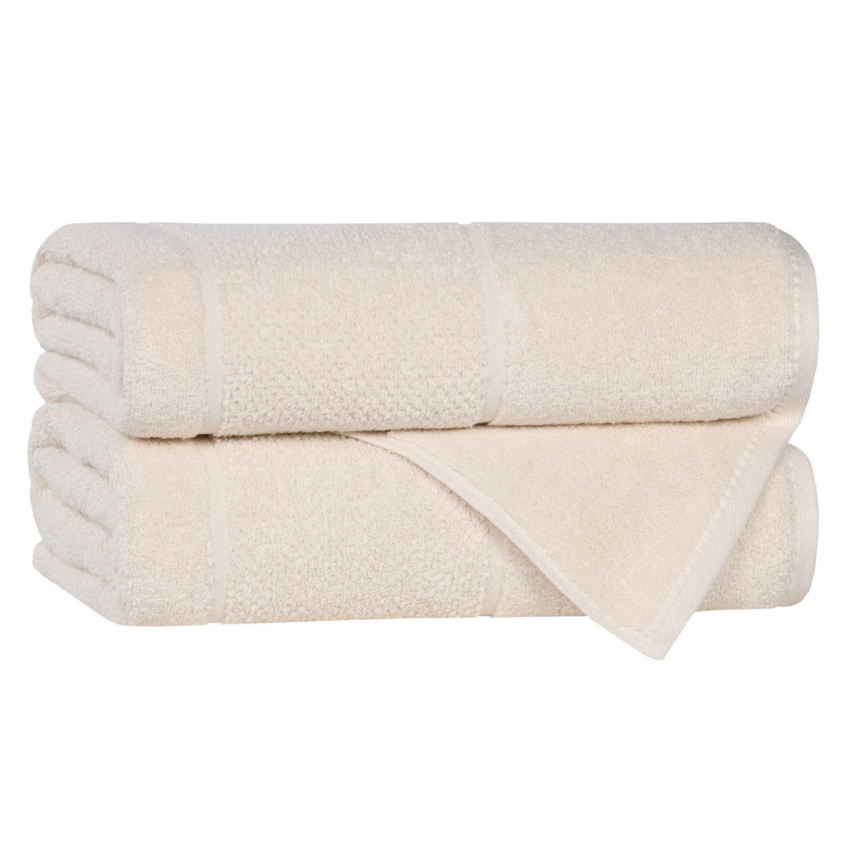 Mile Smart Twist Cotton Solid Thick Border Bath Towels, Set of 2