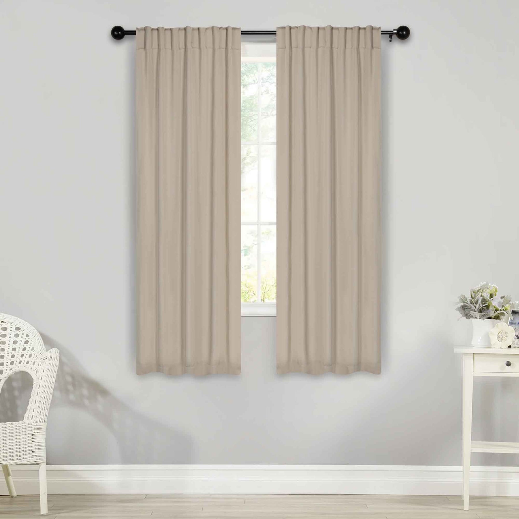 Solid Room Darkening Blackout Curtain Panels, Back Tabs, Set of 2 - Ivory