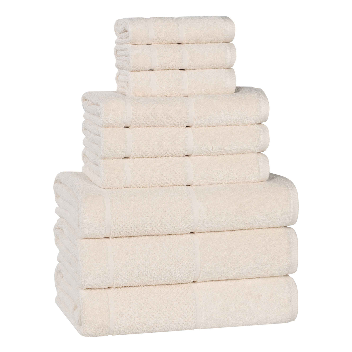 Mile Smart Twist Cotton Solid Thick Border 9 Piece Towel Set