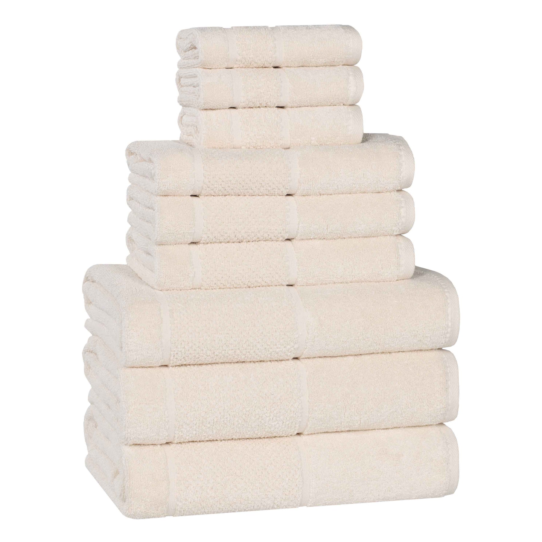 Mile Smart Twist Cotton Solid Thick Border 9 Piece Towel Set