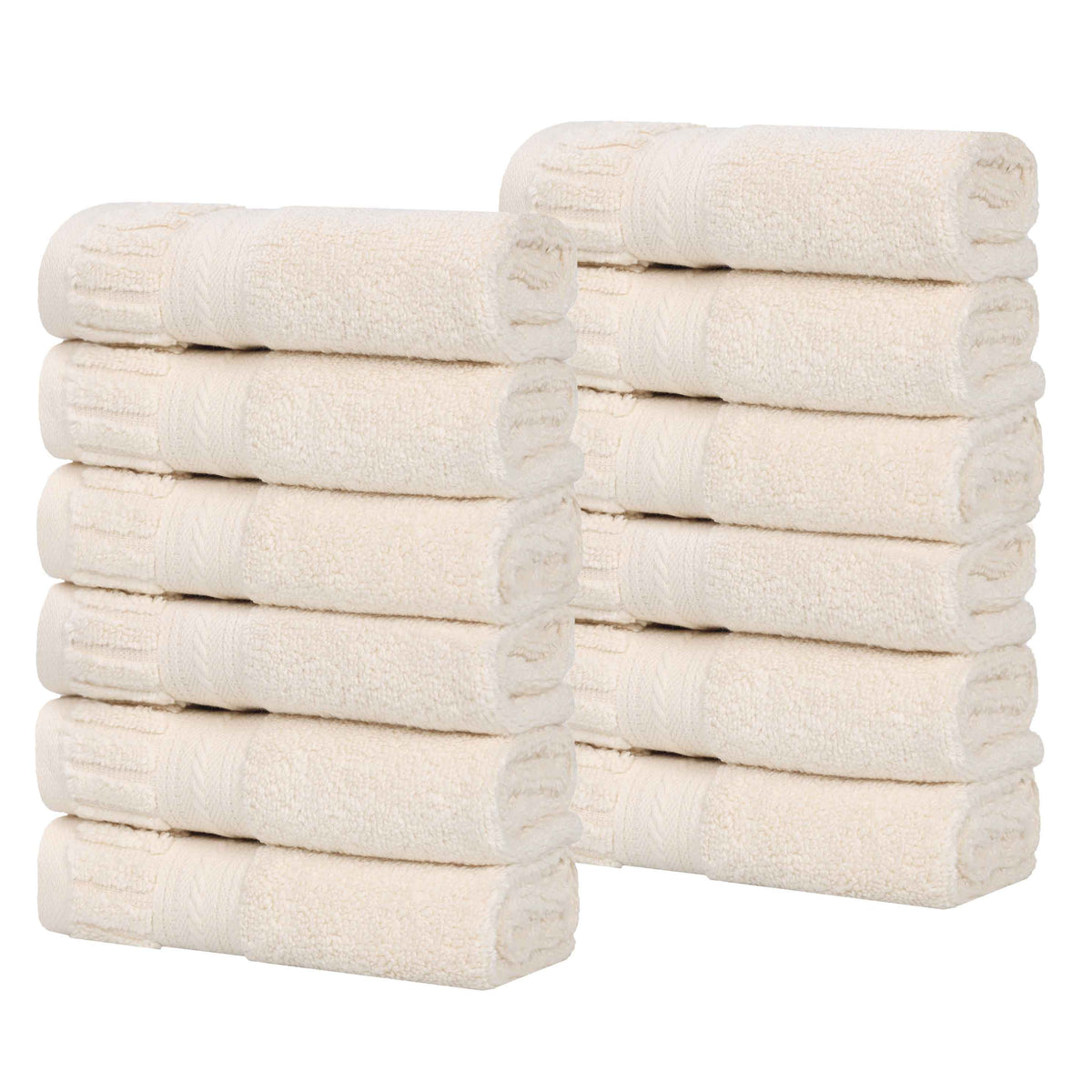 Venice Zero Twist Cotton Medium Weight Face Towels, Set of 12