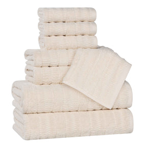 Mika Smart Twist Cotton Solid Textured Ribbed 8 Piece Towel Set