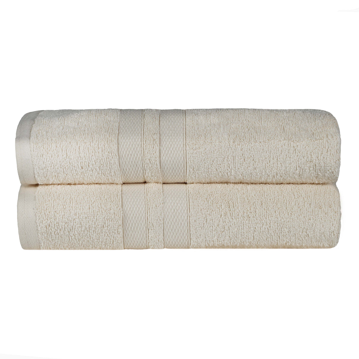 Ultra-Soft Cotton Solid Medium Weight Absorbent Bath Towel Set of 2 - Ivory