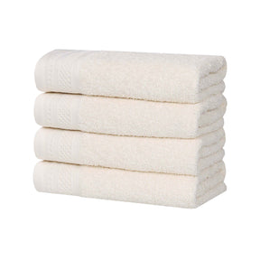 Honeycomb Textured Waffle Border Cotton Hand Towels, Set of 4