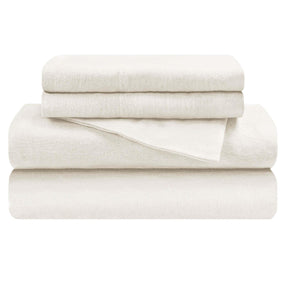 Cotton Flannel Trellis Traditional Solid Deep Pocket Bed Sheet Set - Ivory