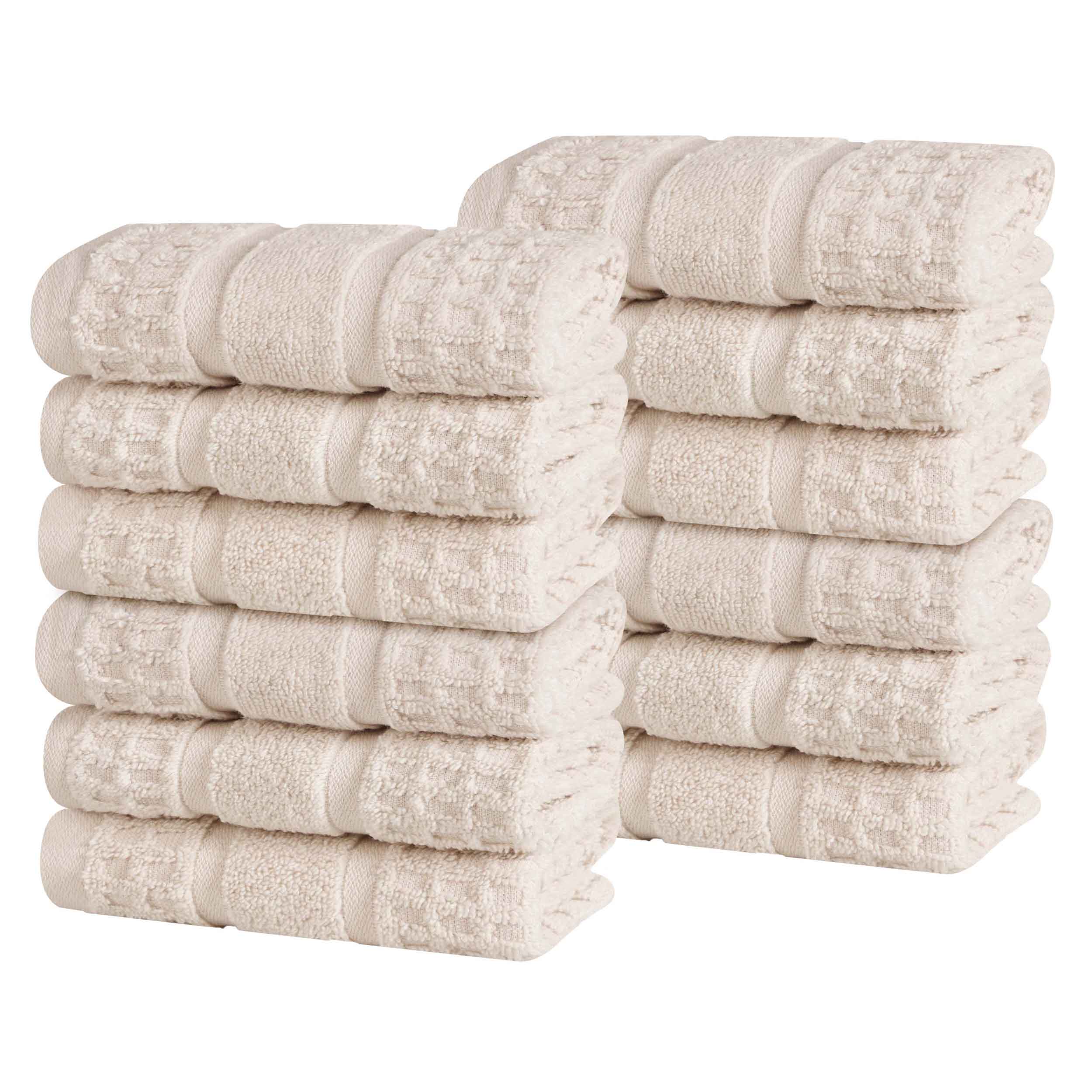 Napa Zero Twist Cotton Solid Waffle Face Towel Washcloth Set of 12 - Towel Set by Superior