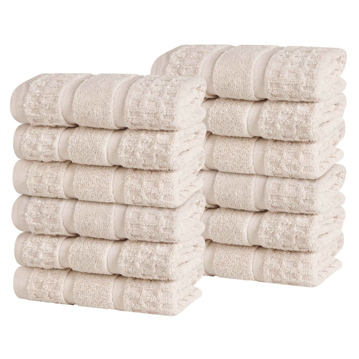 Napa Zero Twist Cotton Solid Waffle Face Towel Washcloth Set of 12