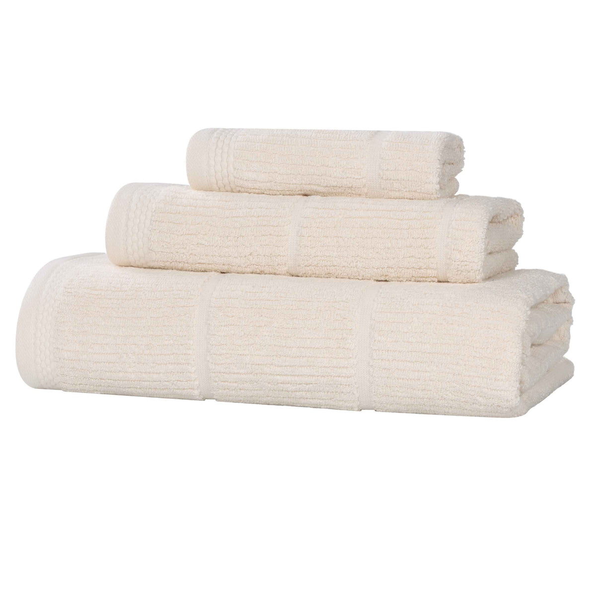 Milo Smart Twist Cotton Solid Ribbed 3 Piece Towel Set