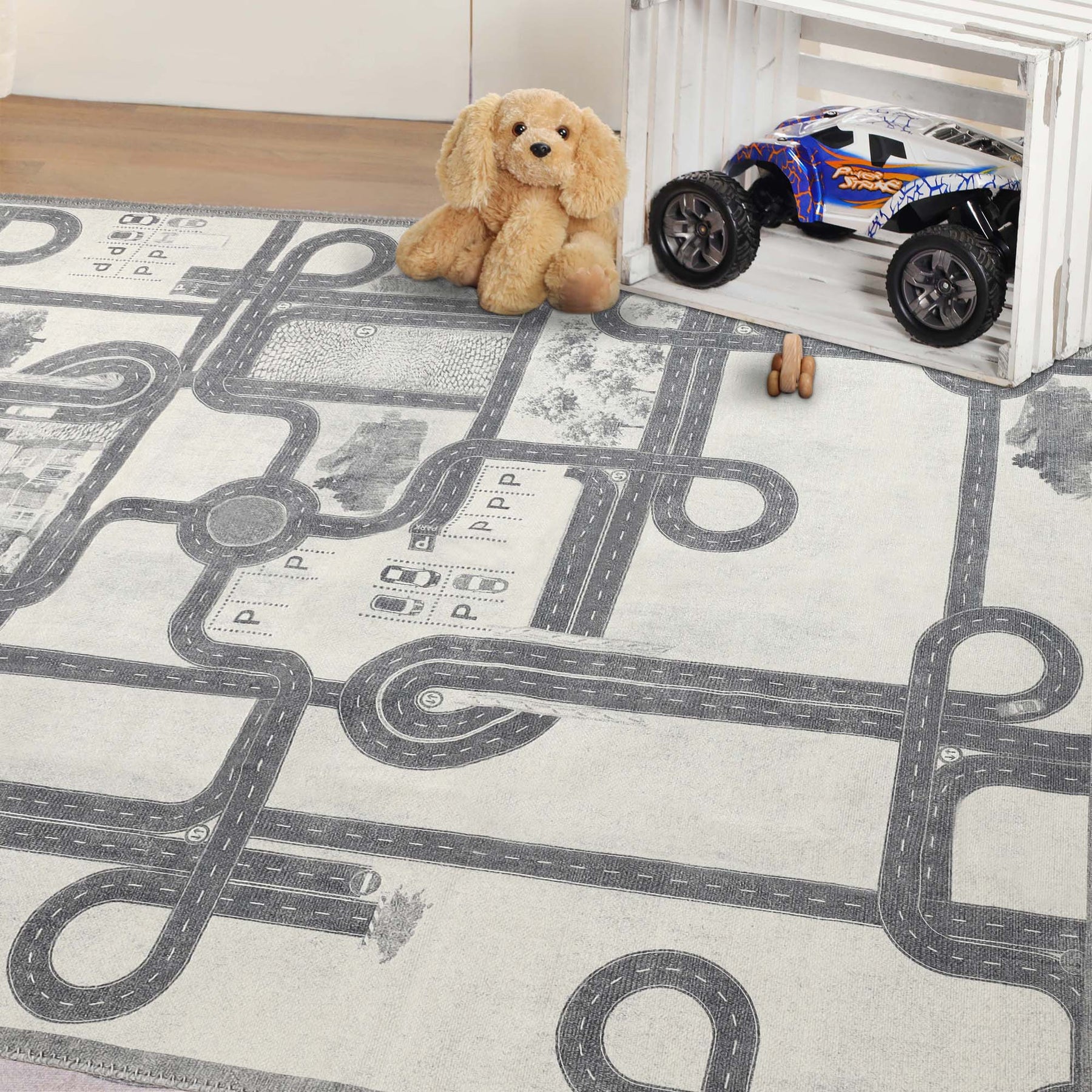 Country Road Non-Slip Kids Playroom Nursery Washable Indoor Area Rug