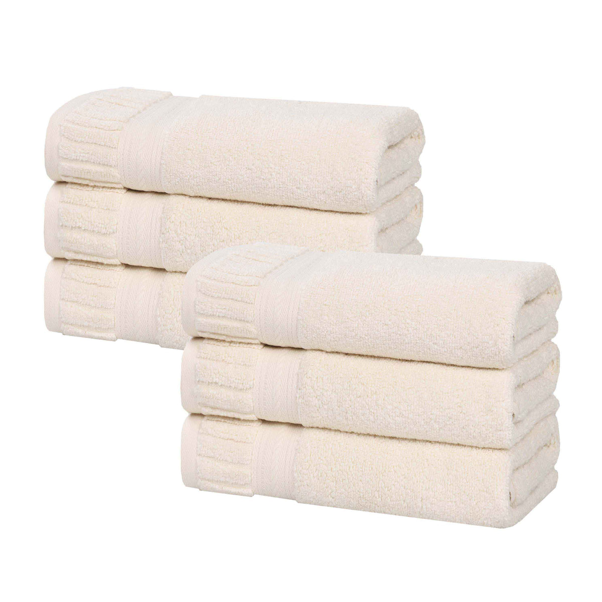 Venice Zero Twist Cotton Medium Weight Absorbent Hand Towels, Set of 6