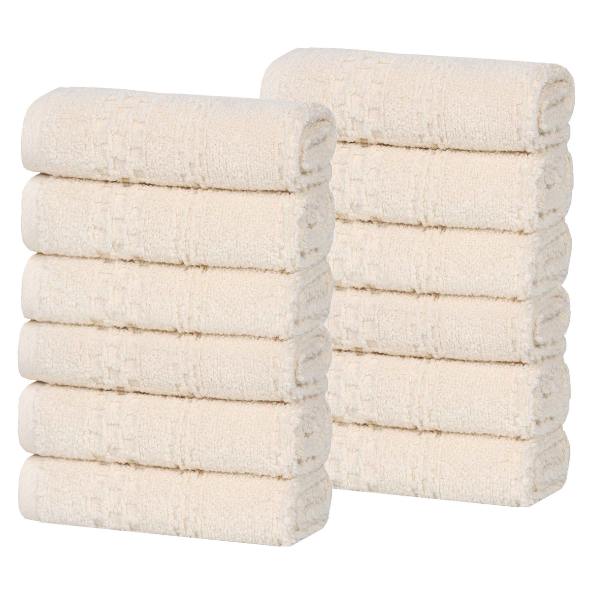 Playa Zero Twist Cotton Solid Waffle Textured Face Towels, Set of 12