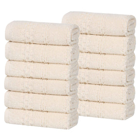 Playa Zero Twist Cotton Solid Waffle Textured Face Towels, Set of 12